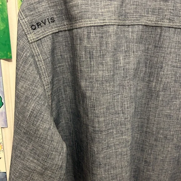 Orvis Tech Chambray Work Shirt Men’s Size Large Outdoors Button up Long Sleeve - Picture 4 of 6